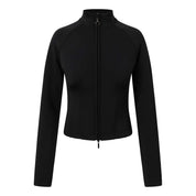 Front view of the Horze Viveka Womens Perforated Training Jacket in black on a white background