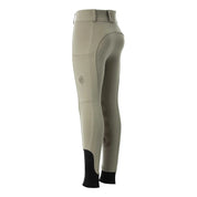 Angled back view of the Equinavia Greta Kids Pull On Knee Patch Breeches in Tan