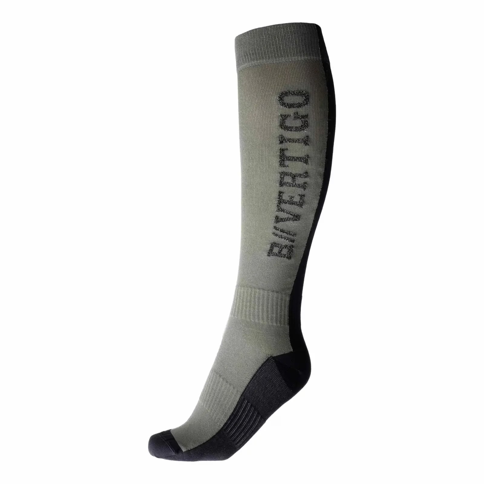 Side view of a green B Vertigo Evelina Knee Sock on a white background