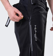 Close-up of Horseware H2O Trousers in black showing side zipper opening