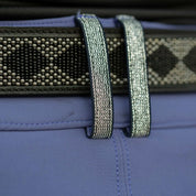 Close-up back view of the belt loop details on the blue Equinavia Kristina Knee Patch Breeches