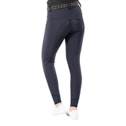 Back view of a model wearing the Equinavia Kristina Full Seat Breeches in navy on a white background