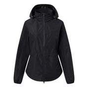 Front view of the navy Horze Fiora Lightweight Waterproof Jacket on a white background