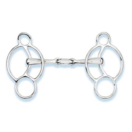 Silver 3 Ring Gag Bit Shown on White background