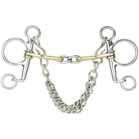 Horse bit with metal chain on a white background
