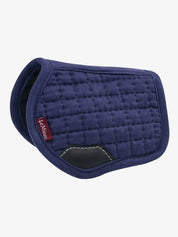 Side view of the navy LeMieux Toy Pony Saddle Pad on a white background