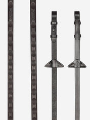 Pair of LeMieux Magna Grip Rubber Reins in brown with silver hardware