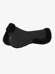 Side view of the black/black LeMieux Merino+ ProSorb 2 Pocket Half Pad on a white background