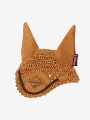 Front view of the ginger LeMieux Toy Pony Fly Hood on a white background