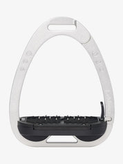 Back view of the aluminum LeMieux Vector Balance Stirrups on a white background