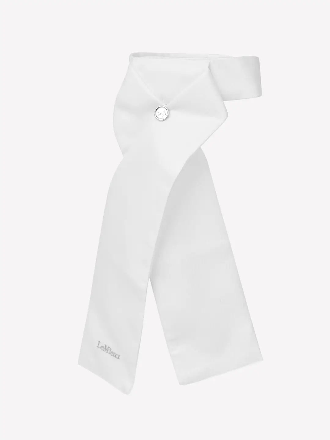 Front view of the white LeMieux Classic Stock Tie on a plain background
