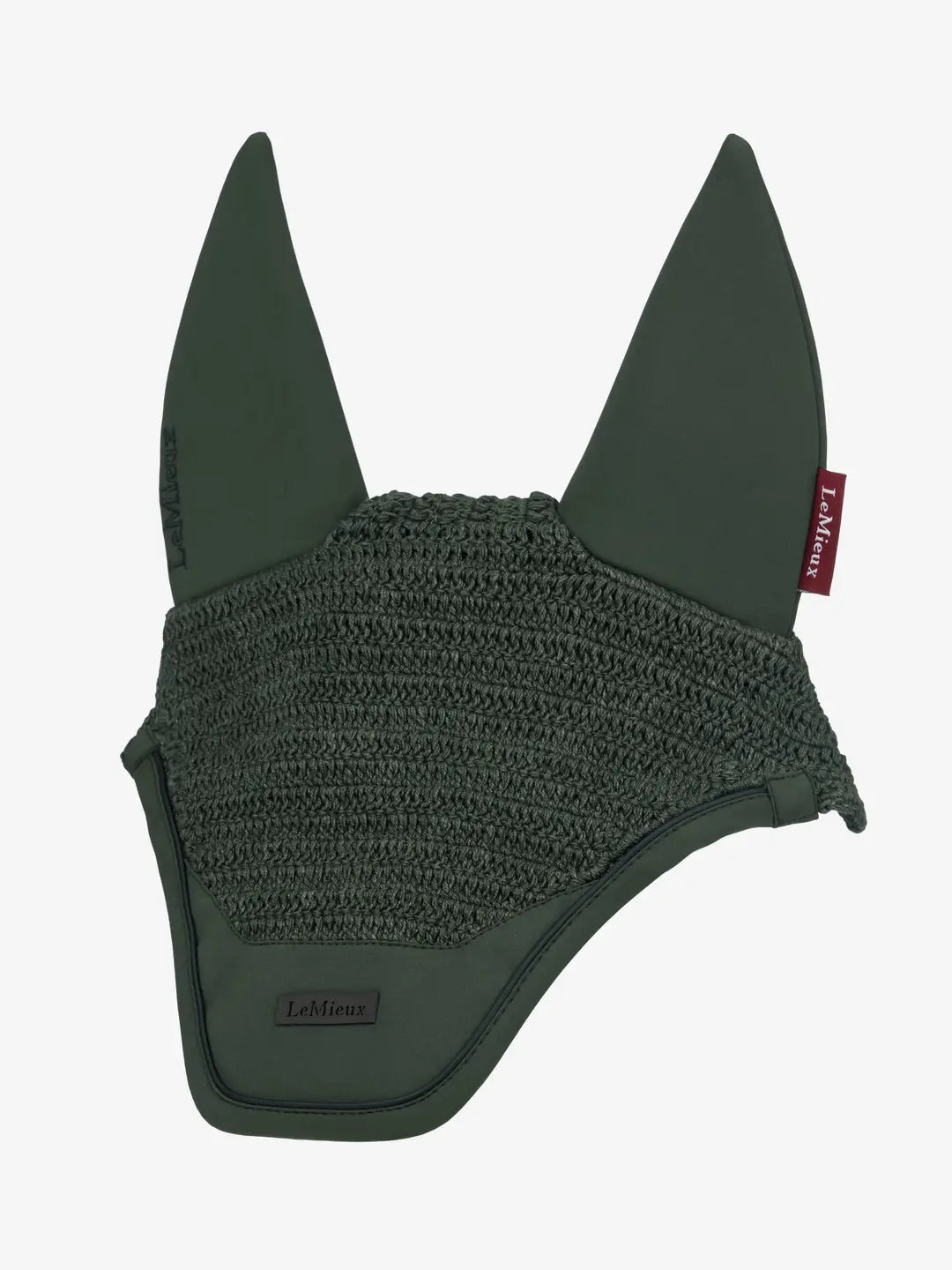 LeMieux Essence Acoustic Fly Hood in green on white background