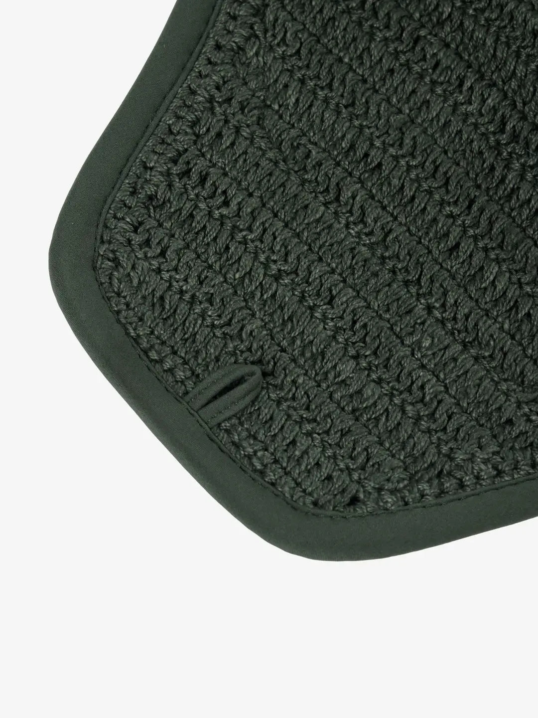 Close up of the LeMieux Essence Acoustic Fly Hood in green