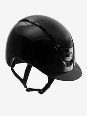 Angled front view of the black LeMieux Verv® Competition Gloss Helmet on a white background