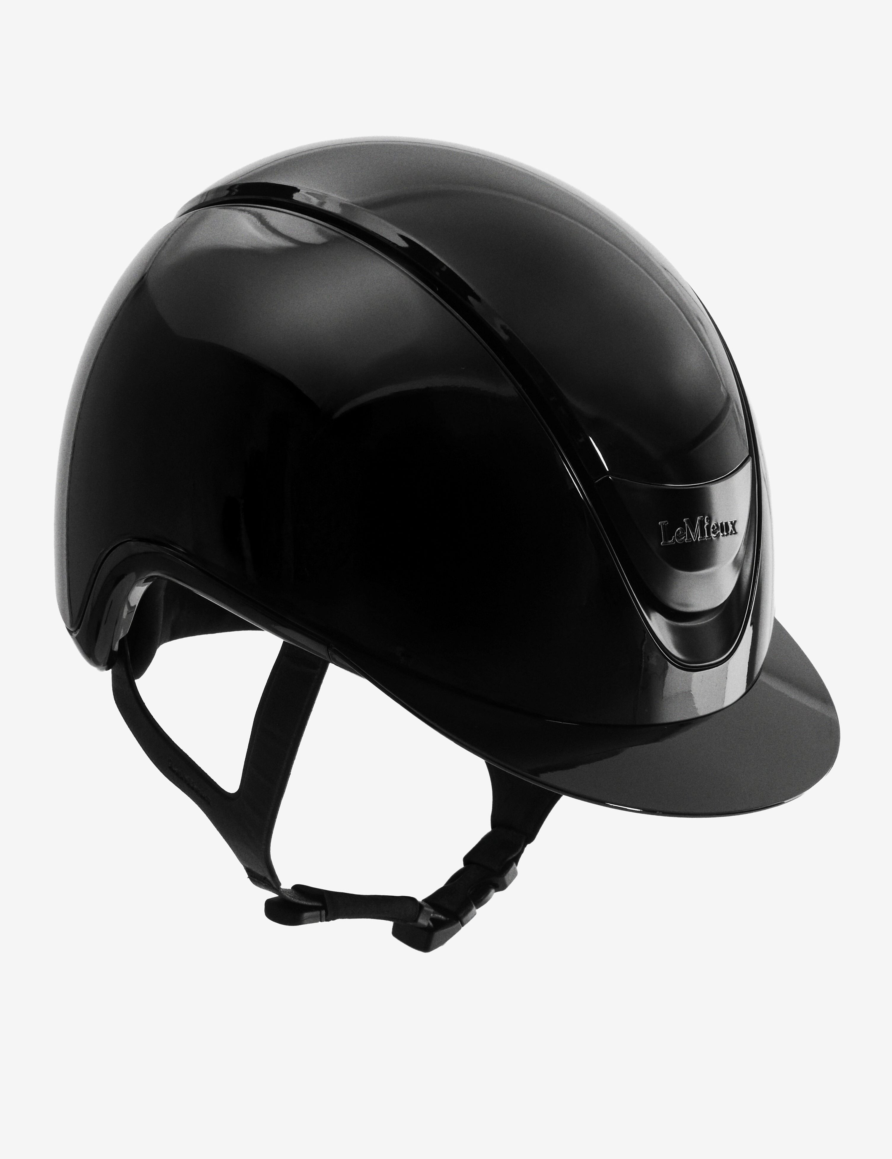 Angled front view of the black LeMieux Verv® Competition Gloss Helmet on a white background