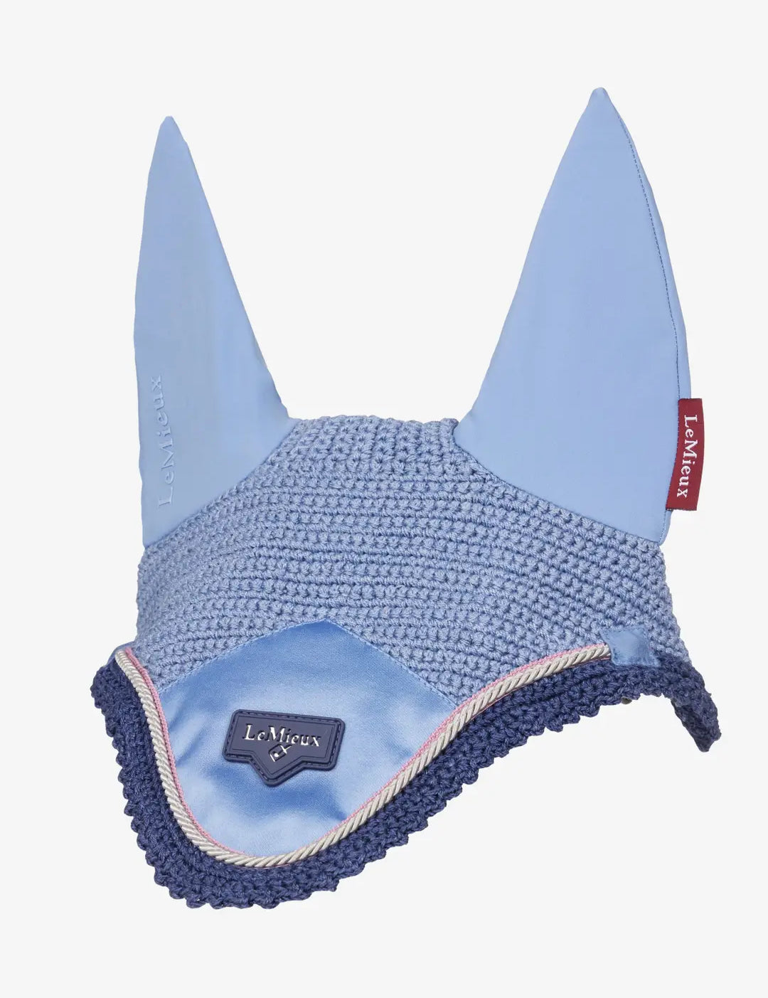 LeMieux Loire Fly Hood in Powder Blue on a white background
