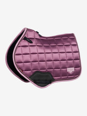 Purple quilted close contact saddle pad shown alone on a white background