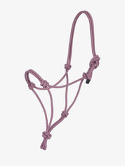 Side view of a pink LeMieux Rope Halter on a white background