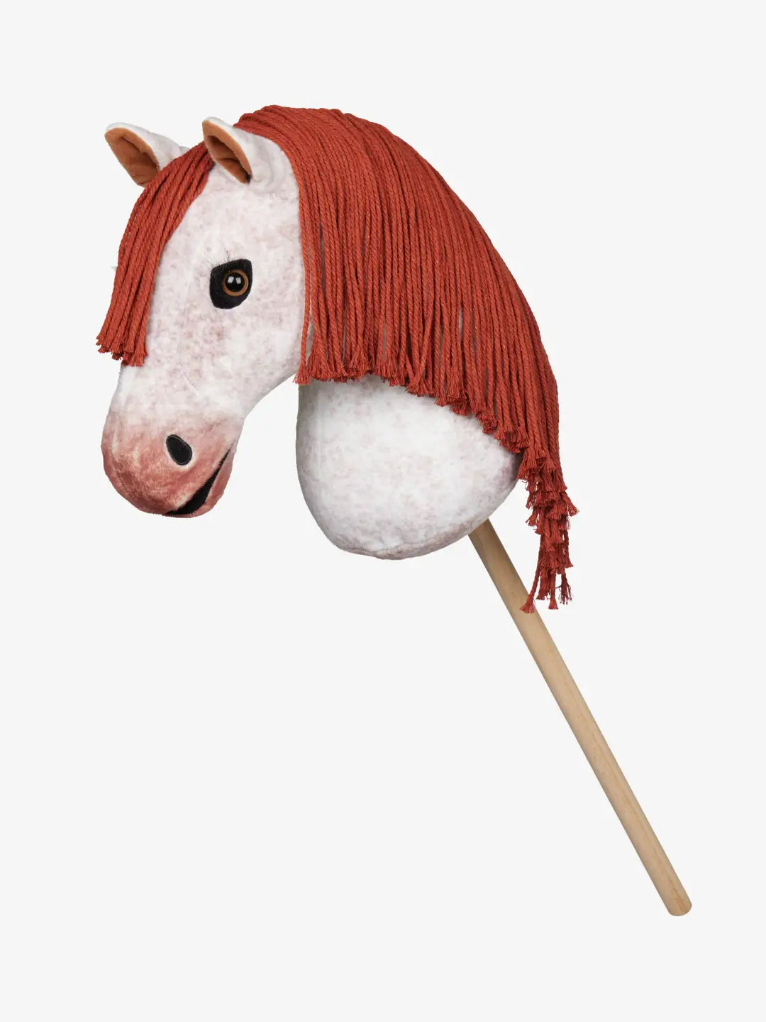 Side view of the Poppy roan LeMieux Hobby Horse on a white background