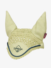 Front view of the green LeMieux Hobby Horse Ear Bonnet on a white background