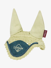 Front view of the green LeMieux Toy Pony Fly Hood on a white background