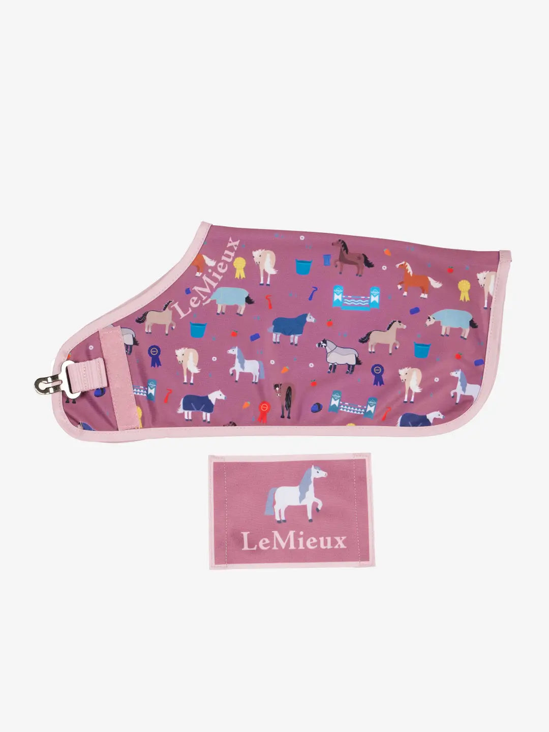 The LeMieux Toy Pony Printed Fleece Rug in pink on a white background
