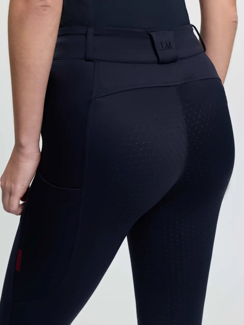 LeMieux Cami Sculpt Full Seat Breeches in navy showing full seat grip