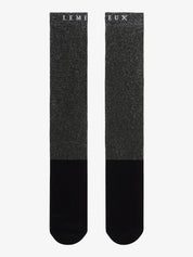 Front view of a pair of black LeMieux Brilliance Competition Sock on a white background