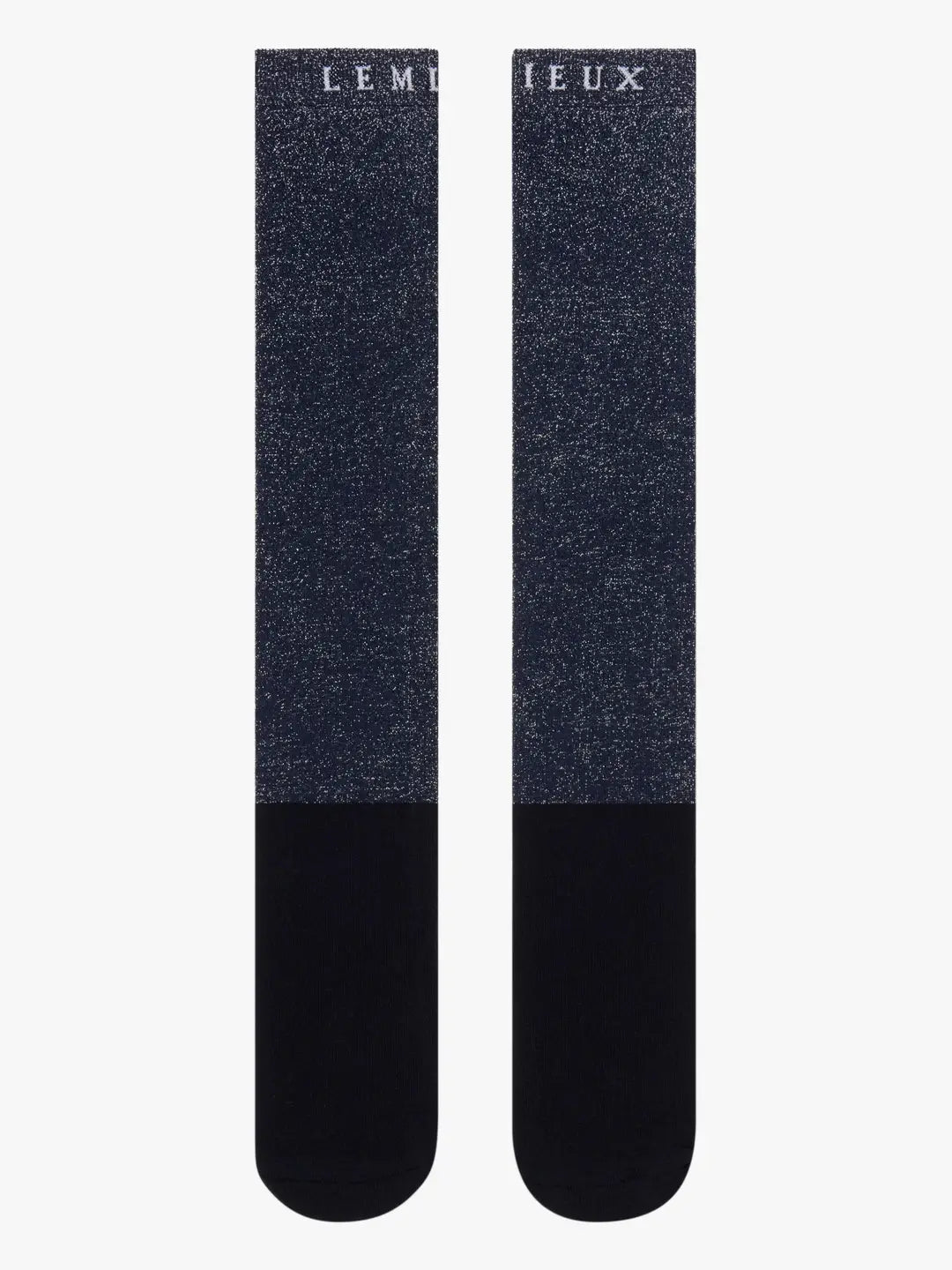 Front view of a pair of navy LeMieux Brilliance Competition Sock on a white background