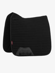 Side view of the black LeMieux Air-Tek Mesh Dressage Square Pad on a white background