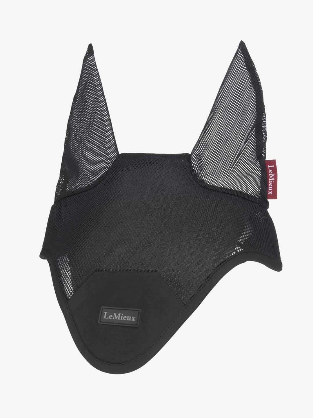 Front view of the black LeMieux Air-Tek Mesh Fly Hood on a white background