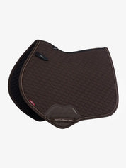 Side view of the espresso LeMieux Brilliance Close Contact Square Pad on a white background
