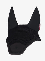 Front view of the black LeMieux Brilliance Fly Hood on a white background