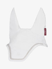 Front view of the white LeMieux Brilliance Fly Hood on a white background