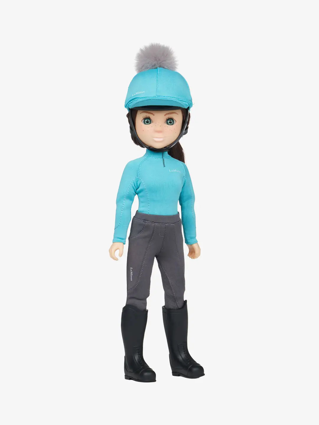 Front view of the blue Florence LeMieux Toy Rider on a white background