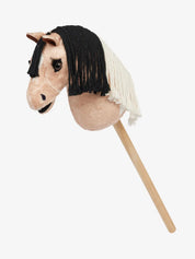 Side view of the LeMieux Mini Hobby Horse in a buckskin paint color on a white background