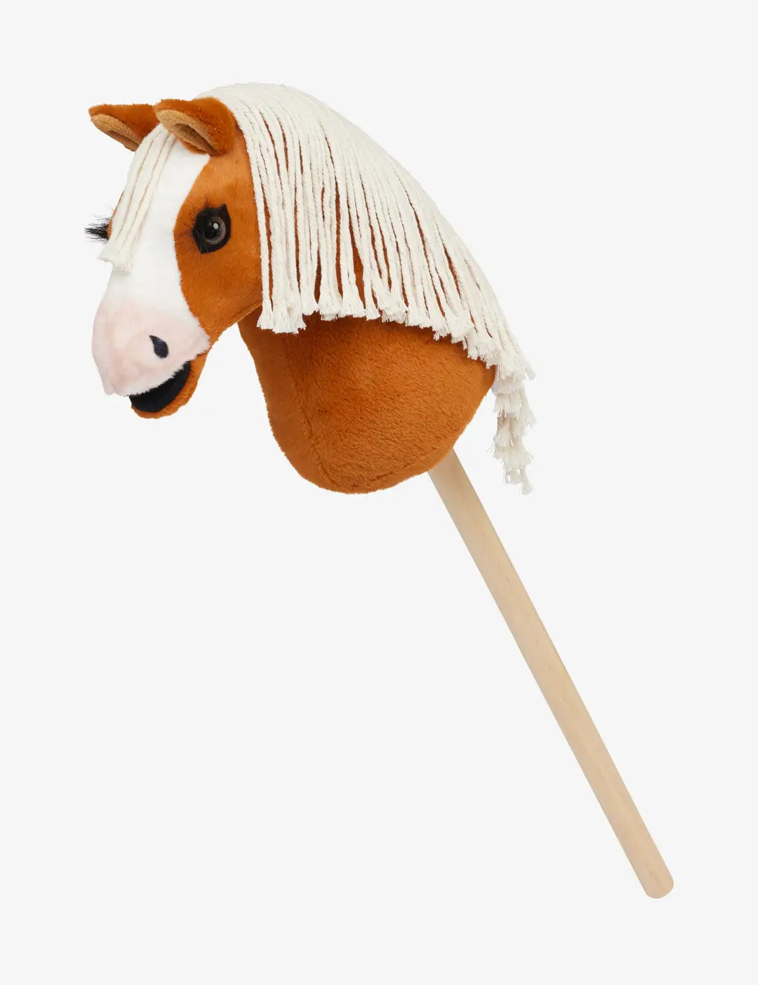 LeMieux Mini Hobby Horse in a deep palomino color with white mane on a white background