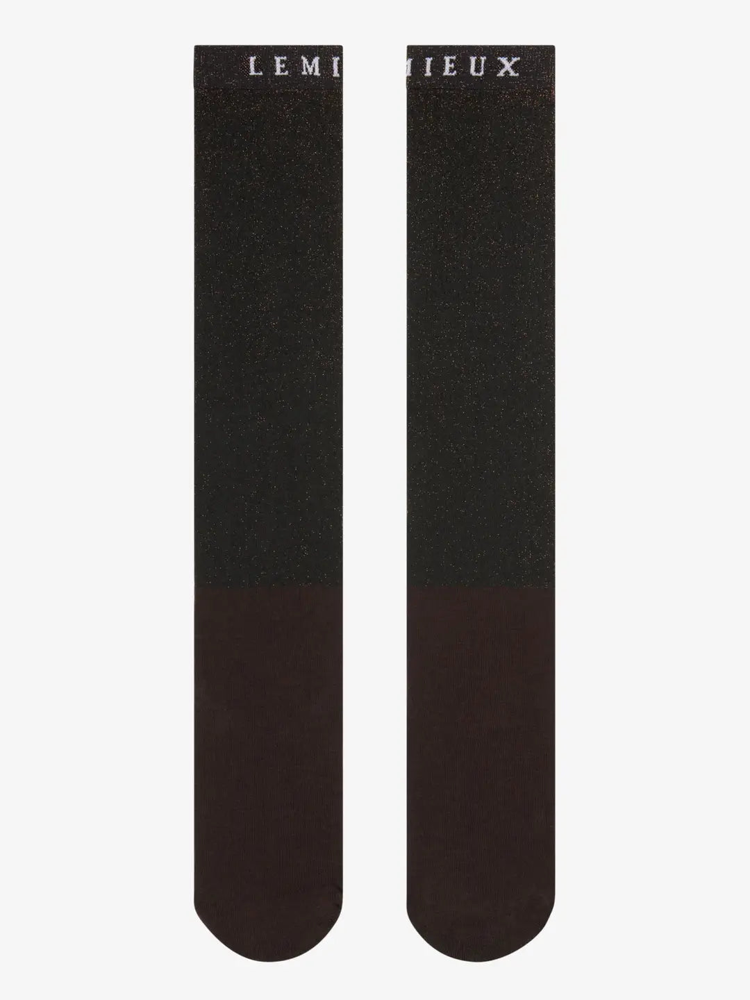 Front view of a pair of brown LeMieux Brilliance Competition Sock on a white background