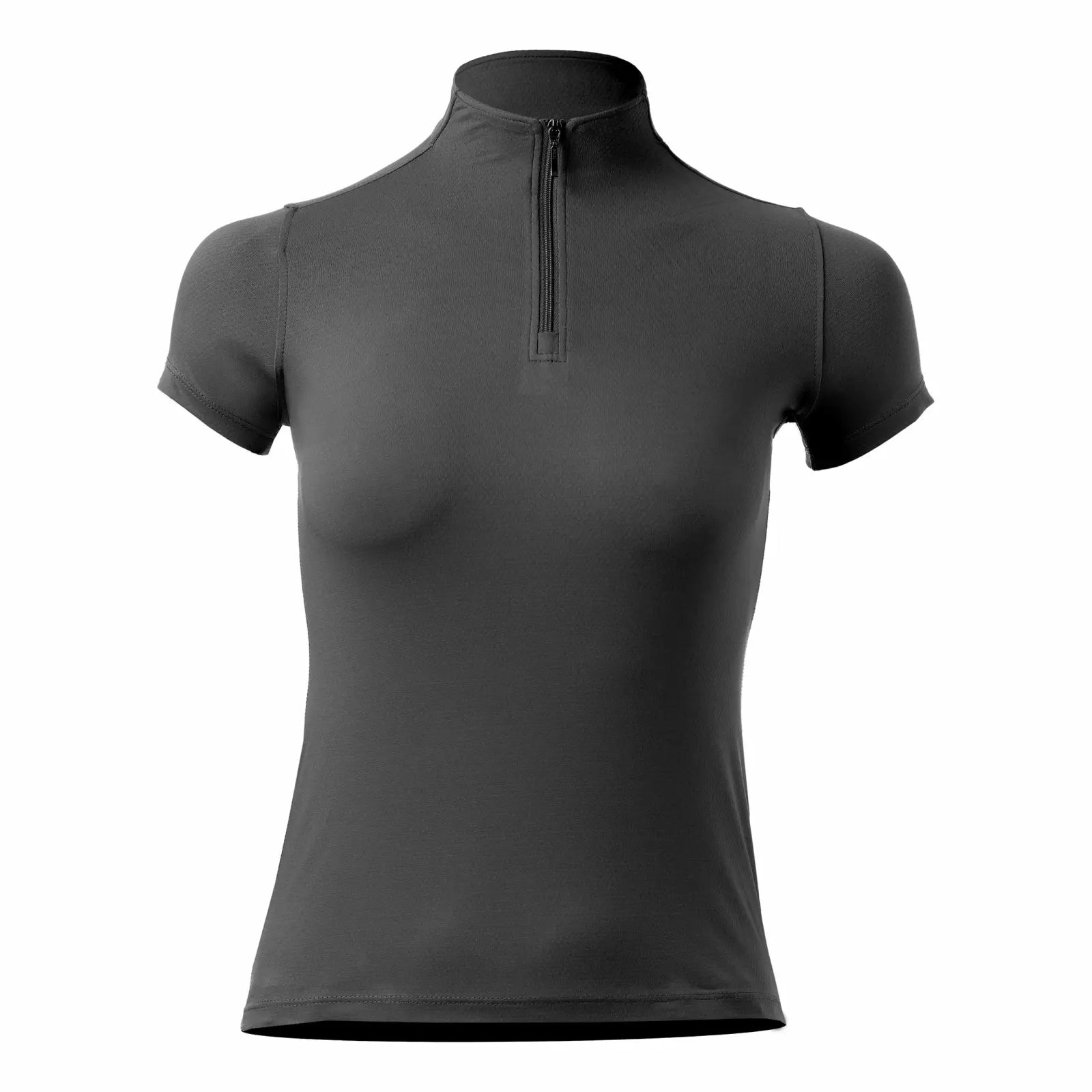 Front view of the black Equinavia Kari Short Sleeve Sun Shirt With NordicAir Tech on a white background