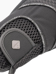 Close-up back view of the velcro closure on the gray LeMieux 3D Mesh Riding Gloves on a white background