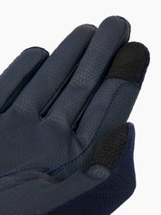 Close-up view of the palm of the navy LeMieux 3D Mesh Riding Gloves on a white background