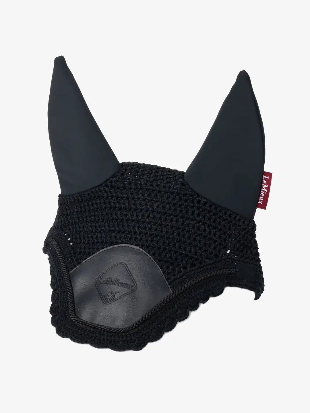 Front view of the LeMieux Acoustic Pro Fly Hood in black