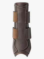 Back view of a brown LeMieux Capella Tendon Boot on a white background