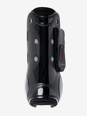 Back view of the black LeMieux Derby Projump Tendon Boot on a white background