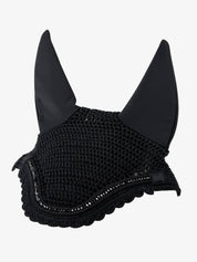 Front view of the black LeMieux Diamante Acoustic Ear Bonnet on a white background