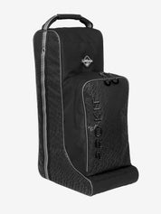 Front angled view of the LeMieux Elite Pro Boot and Hat Bag in black on a white background