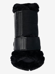 LeMieux Fleece Edged Brushing Boot in black on white background