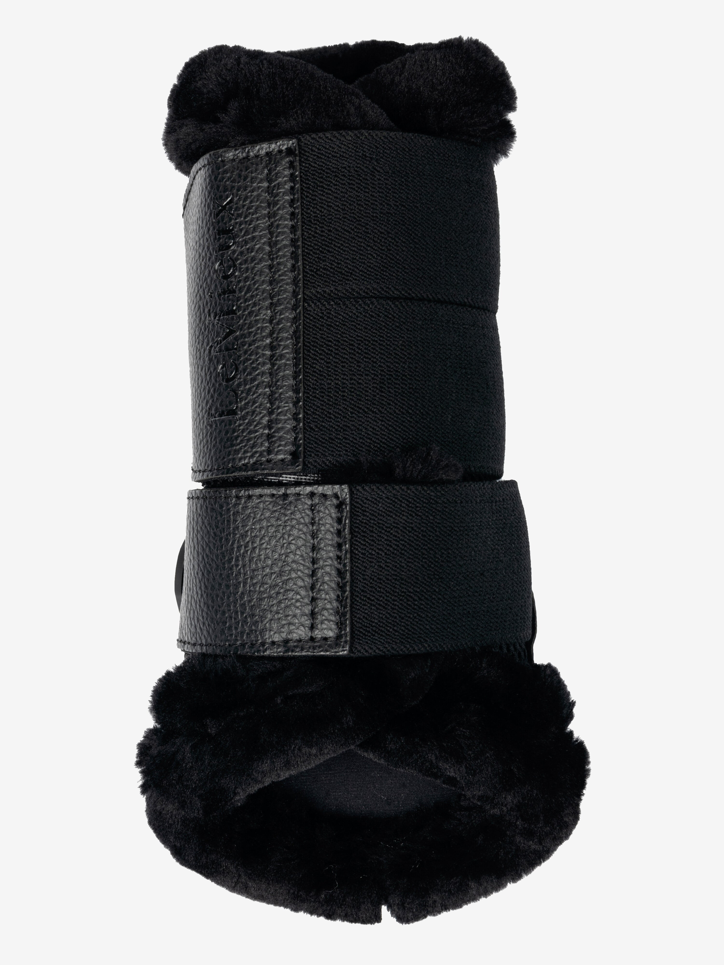 LeMieux Fleece Edged Brushing Boot in black on white background
