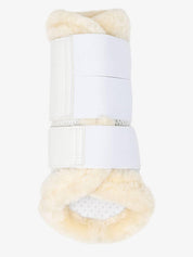 LeMieux Fleece Edged Brushing Boot in white on white background