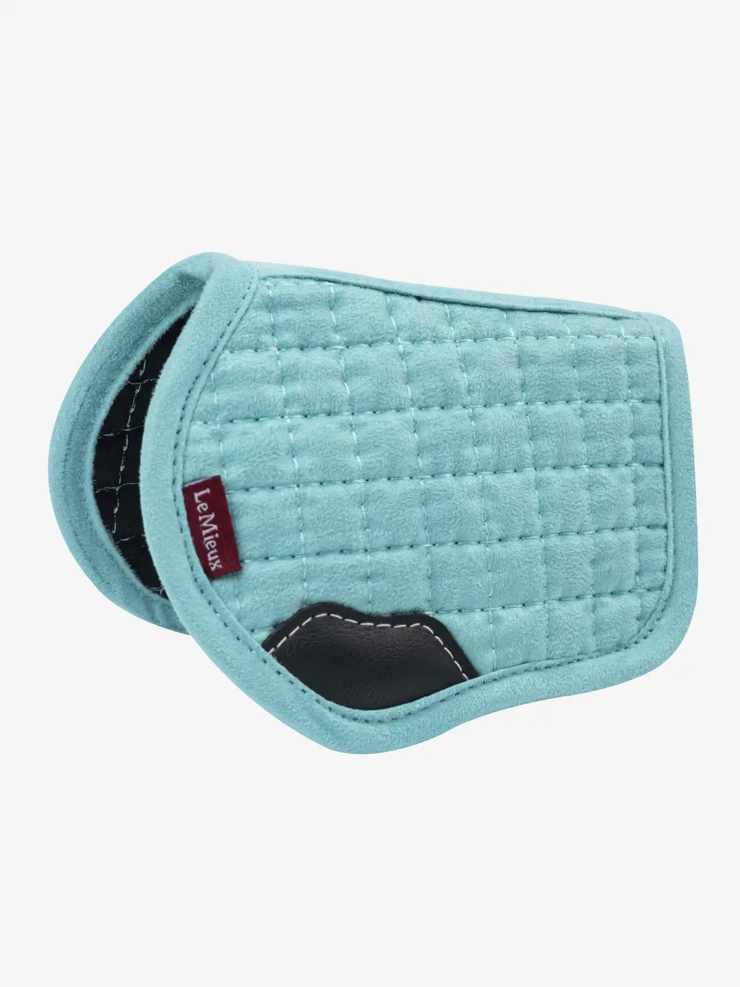 Side view of the azure LeMieux Toy Pony Saddle Pad on a white background